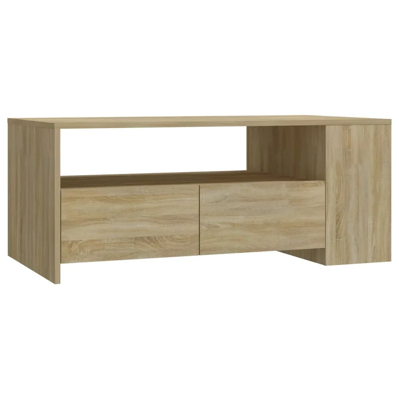 Table basse avec tiroirs design rustique 102 x 55 x 42 cm bois d'ingénierie couleur chêne DEC038915