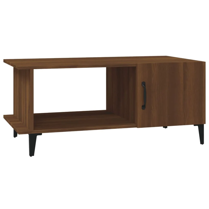 Table basse design moderne et contemporaine 90 x 50 x 40 cm bois d'ingénierie marron et métal DEC038805