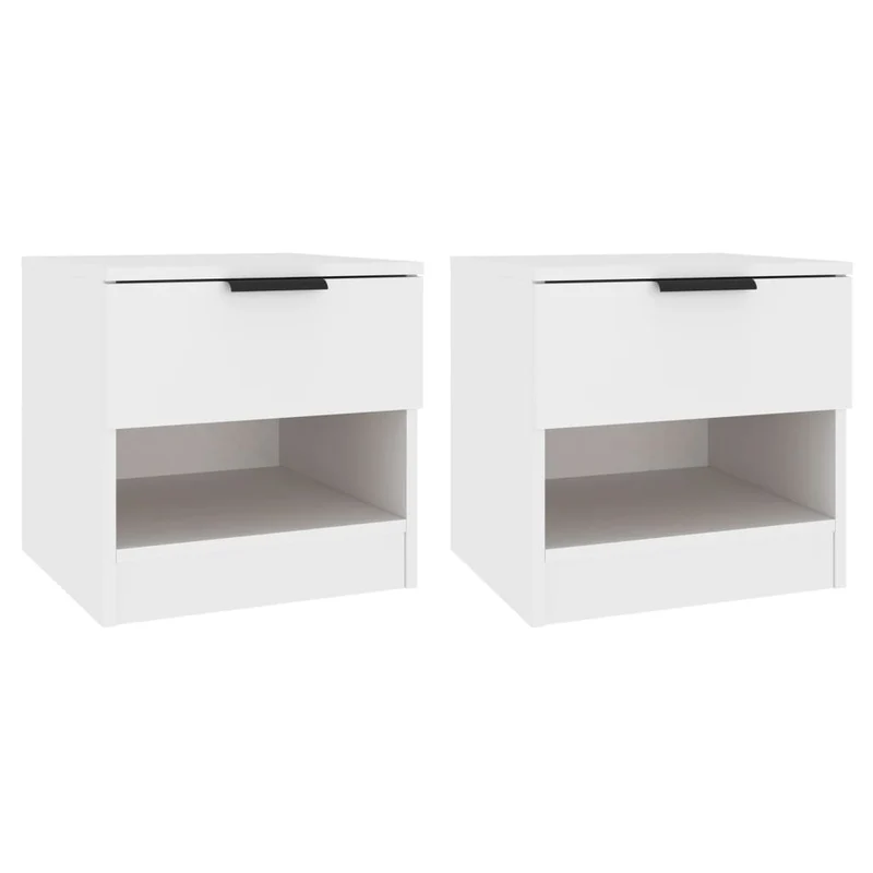 Lot de 2 tables de chevet avec tiroirs 40 x 39 x 40 cm en bois d'ingénierie blanc DEC034980