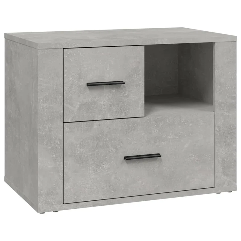 Table de chevet avec 2 tiroirs et un compartiment 60 x 36 x 45 cm bois d'ingénierie gris DEC034056