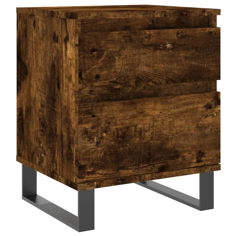 Table de chevet avec tiroir et compartiment avec porte 40 x 35 x 50 cm bois d’ingénierie marron et métal DEC033585