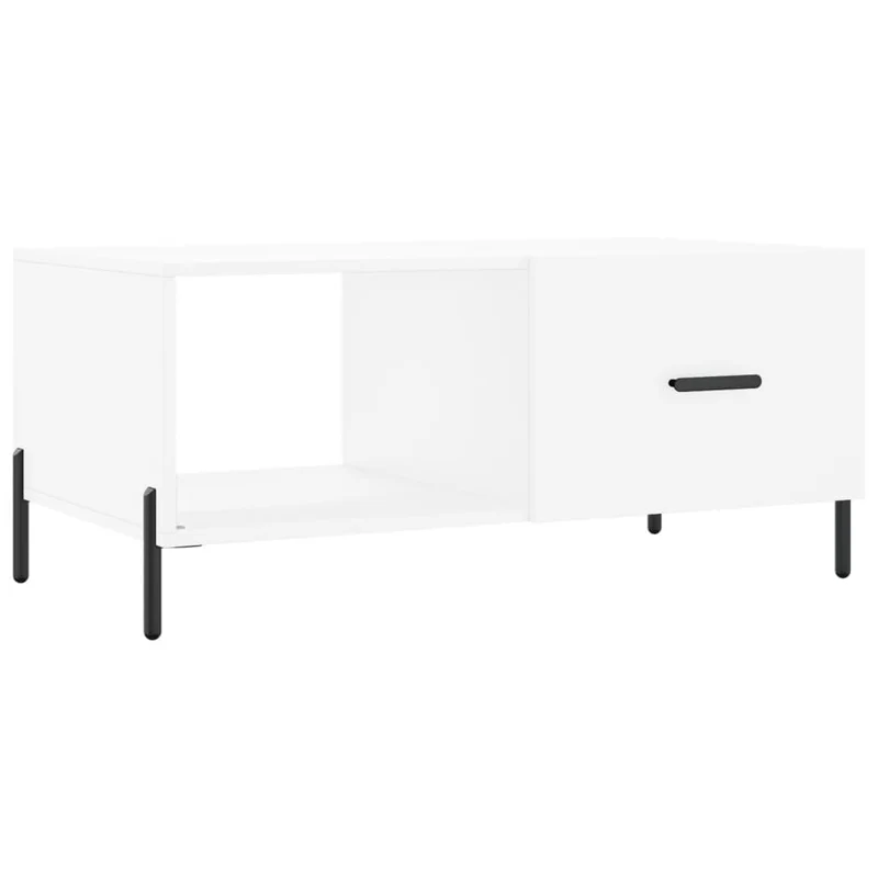 Table basse design moderne et contemporaine 90 x 50 x 40 cm bois d'ingénierie blanc et fer DEC038011