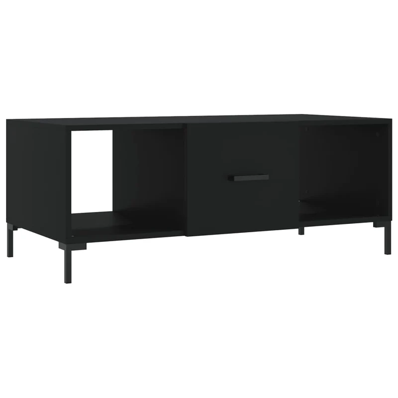 Table basse avec espace de rangement design moderne 102 x 50 x 40 cm bois d'ingénierie noir et fer DEC039602