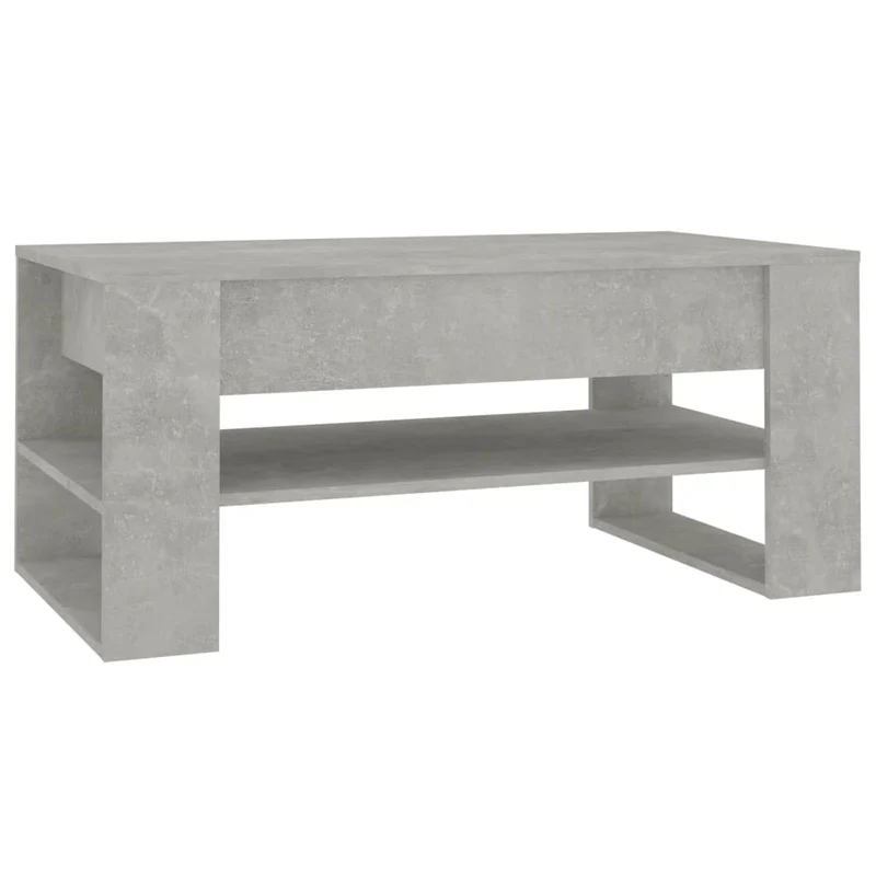 Table basse avec étagères design moderne et contemporain 102 x 55 x 45 cm bois d'ingénierie gris DEC039270