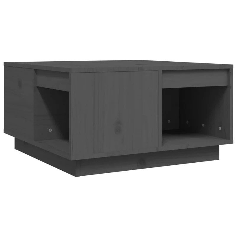Table basse design moderne et contemporaine 60 x 61 x 32,5 cm bois massif de pin gris DEC039188