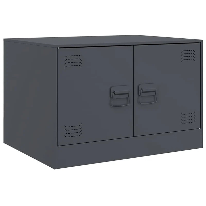 Table basse de salon avec espace de rangement design industriel 67 x 50 x 44 cm acier anthracite DEC037266