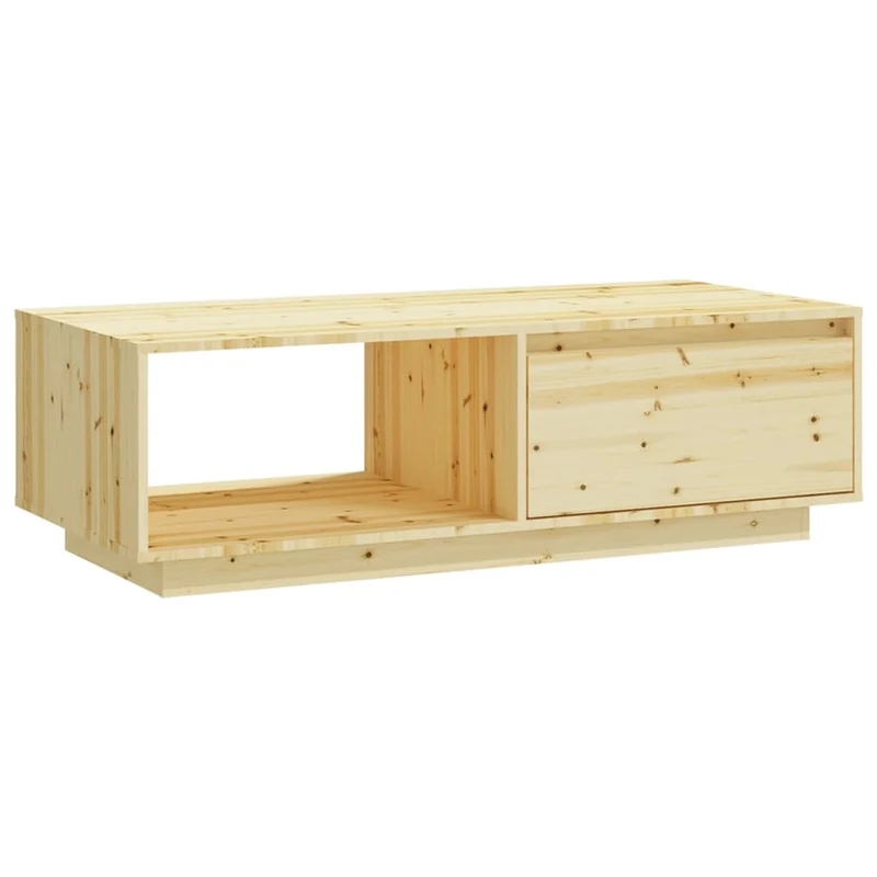 Table basse de salon avec espace de rangement design simple 110 x 50 x 33,5 cm bois de sapin massif DEC036982