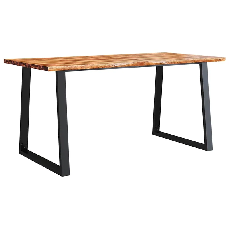Table de salle à manger design industriel 160 x 80 x 75 cm bois d'acacia solide et acier DEC036717
