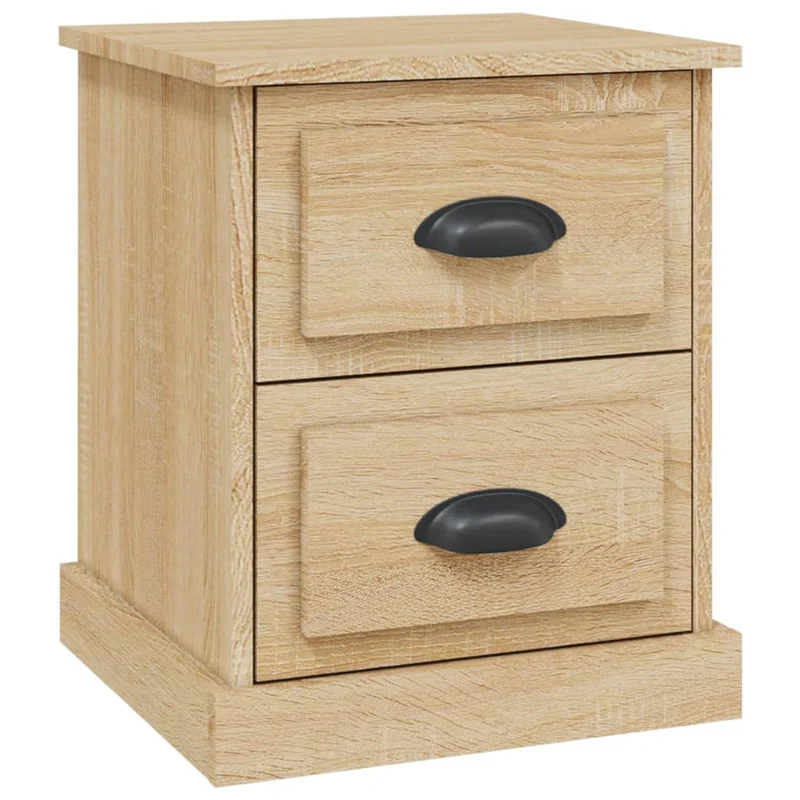 Table de chevet avec deux tiroirs 39 x 39 x 47,5 cm bois d'ingénierie couleur chêne DEC033811