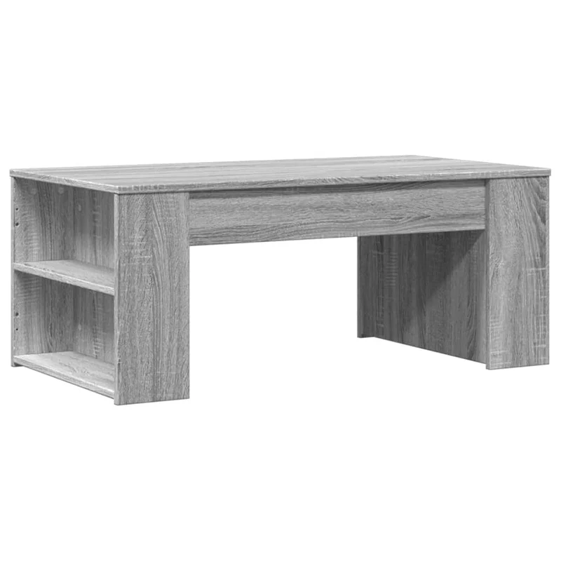 Table basse avec étagères 102 x 55 x 42 cm bois d'ingénierie gris DEC039996