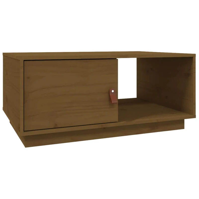 Table basse design moderne et contemporaine 80 x 50 x 35,5 cm bois massif de pin couleur marron miel DEC039497
