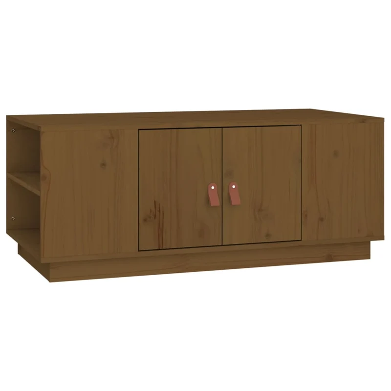Table basse avec espace de rangement design rustique moderne 100 x 50 x 41 cm bois massif de pin marron DEC039461