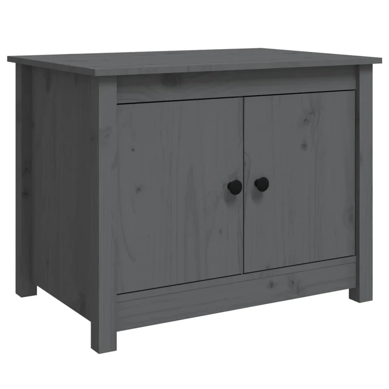 Table basse avec 4 compartiments design rustique 71 x 49 x 55 cm bois massif de pin gris DEC039192