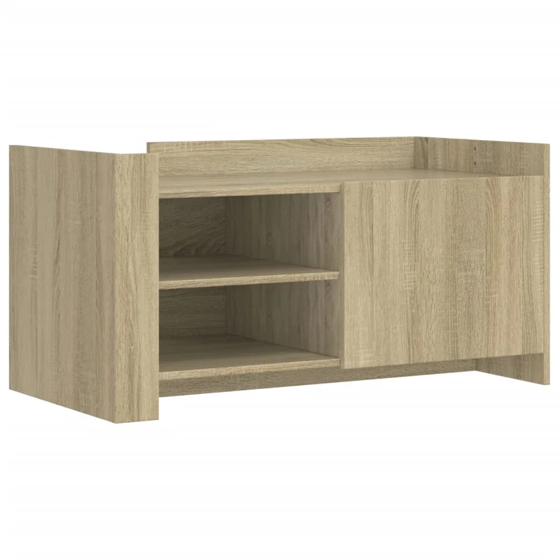 Table basse avec étagères design moderne 100 x 50 x 50 cm bois d'ingénierie couleur chêne DEC038870
