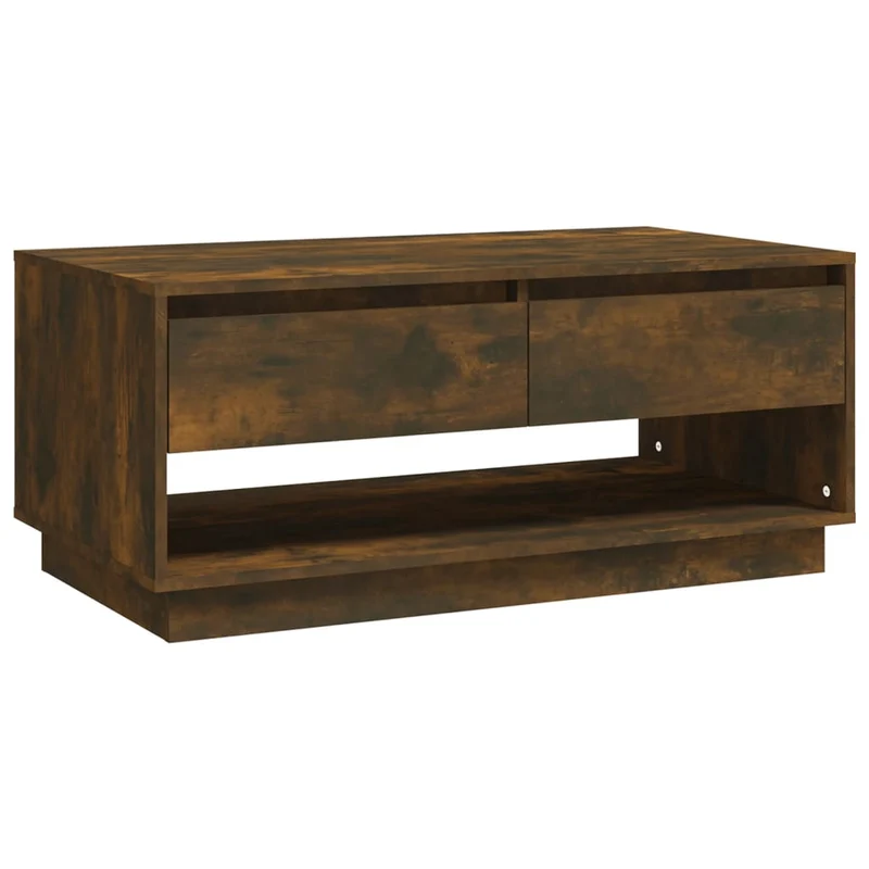 Table basse avec tiroirs et étagère design rustique moderne 102,5 x 55 x 44 cm bois d'ingénierie marron DEC038354
