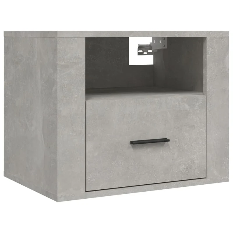 Table de chevet murale avec tiroir et compartiment ouvert 50 x 36 x 40 cm bois d'ingénierie gris DEC034303