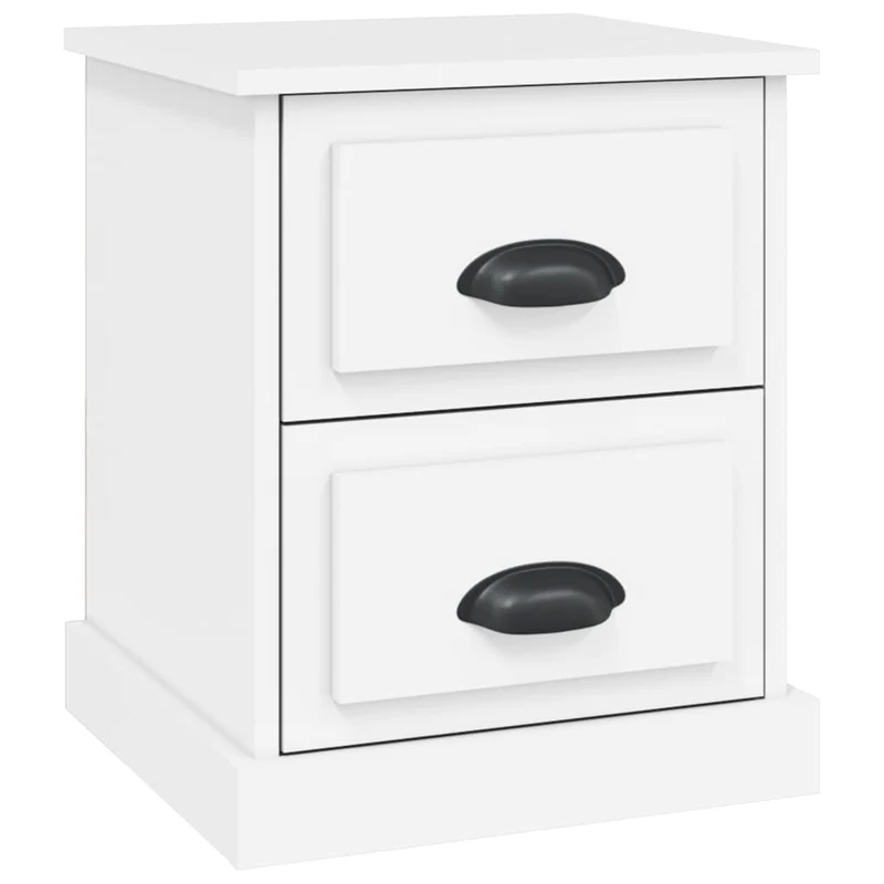Table de chevet avec deux tiroirs 39 x 39 x 47,5 cm bois d’ingénierie blanc DEC033324