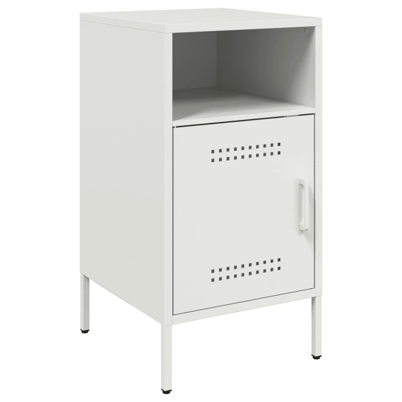 Table de chevet avec 2 compartiments 36 x 39 x 68 cm acier blanc DEC033315