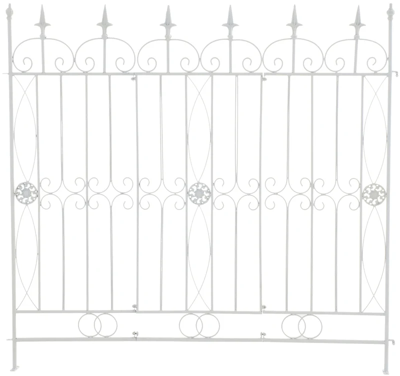 Clôture bordure de jardin 115x125 cm en métal blanc 10_0002951