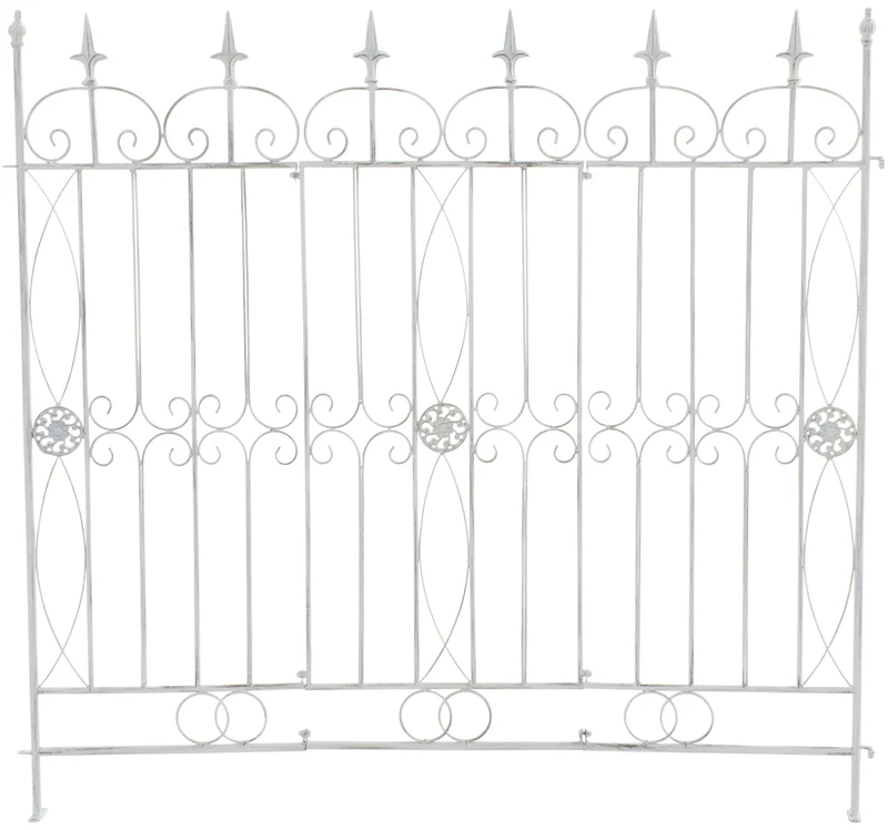 Clôture bordure de jardin 115x125 cm en métal blanc vieilli 10_0002948