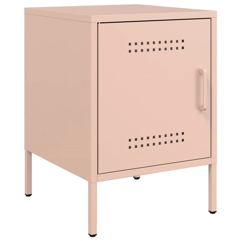 Table de chevet avec compartiment avec porte 36 x 39 x 50,5 cm acier rose DEC034560