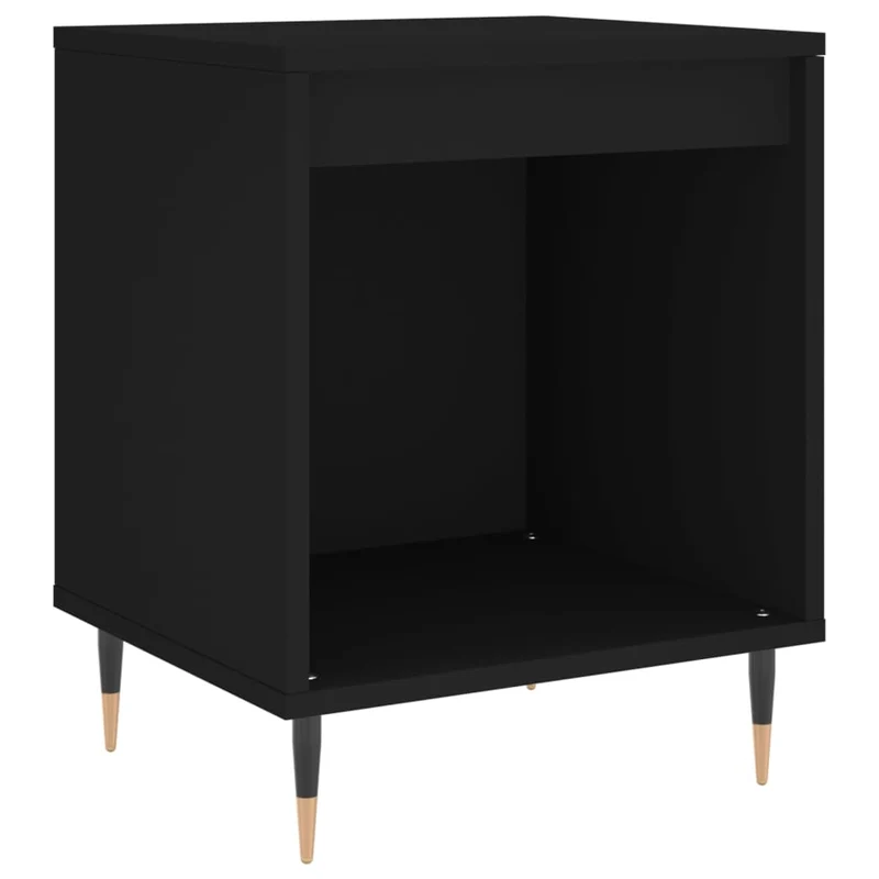 Table de chevet avec compartiment ouvert 40 x 35 x 50 cm bois d’ingénierie noir DEC034442