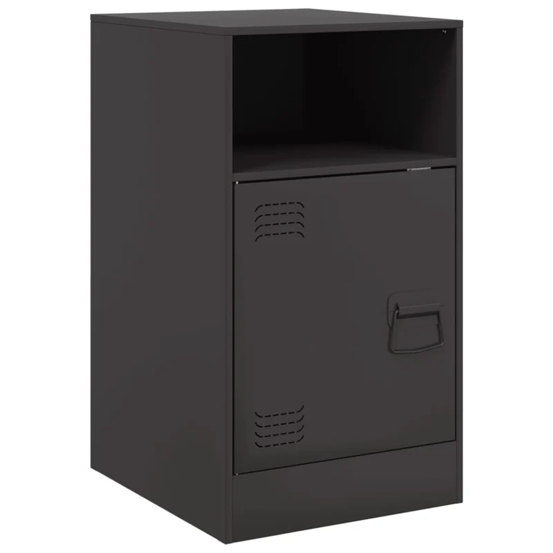 Table de chevet avec compartiment avec porte 34,5 x 39 x 62 cm acier noir DEC034351