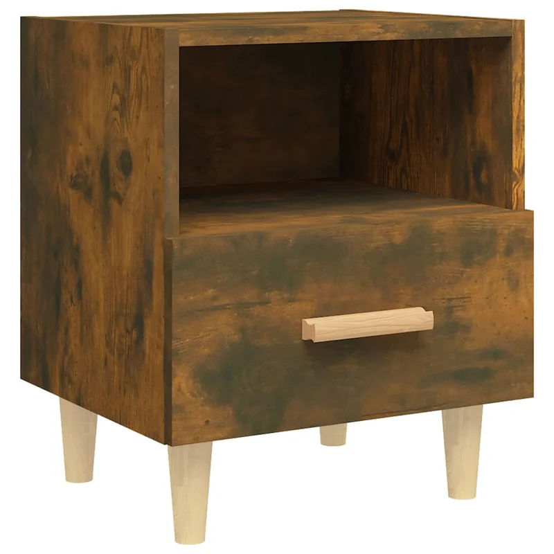 Table de chevet avec compartiment ouvert et tiroir 40 x 35 x 47 cm bois d'ingénierie marron DEC033565