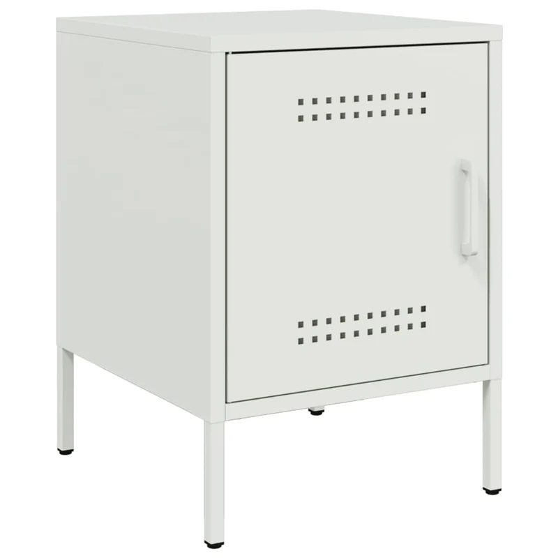 Table de chevet avec compartiment de rangement avec porte 36 x 39 x 50,5 cm acier blanc DEC033306