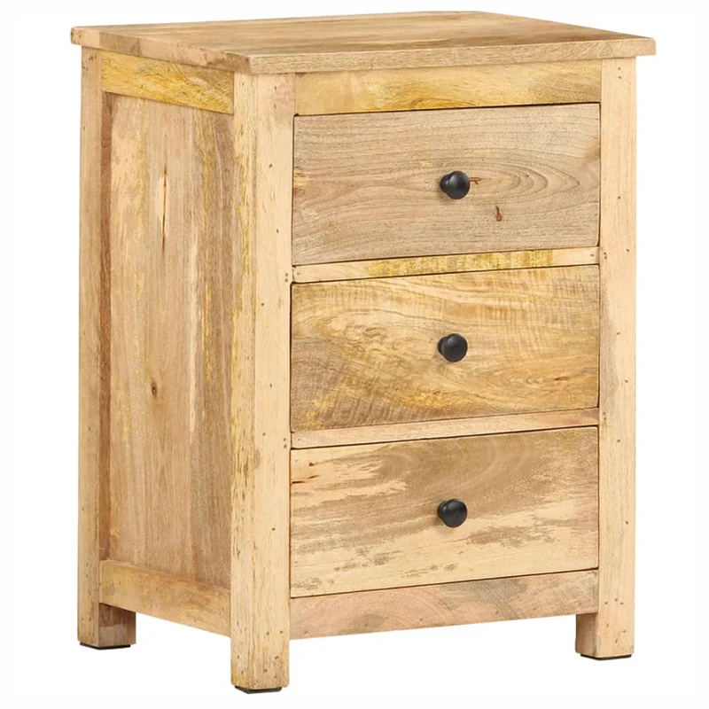 Table de chevet avec 3 tiroirs 45 x 35 x 60 cm bois de manguier DEC033020