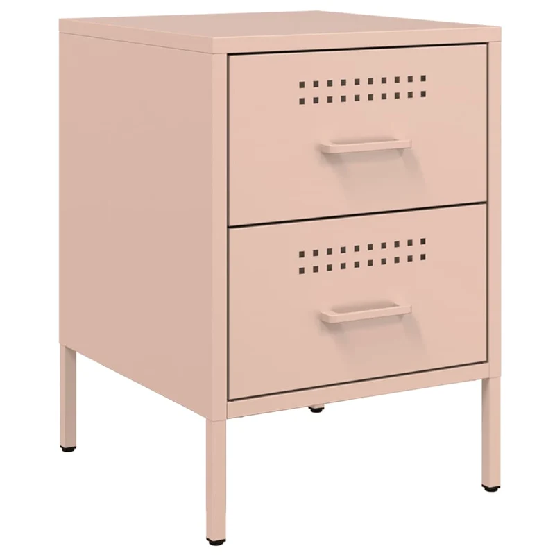 Table de chevet avec deux tiroirs 36 x 39 x 50,5 cm acier rose DEC034559