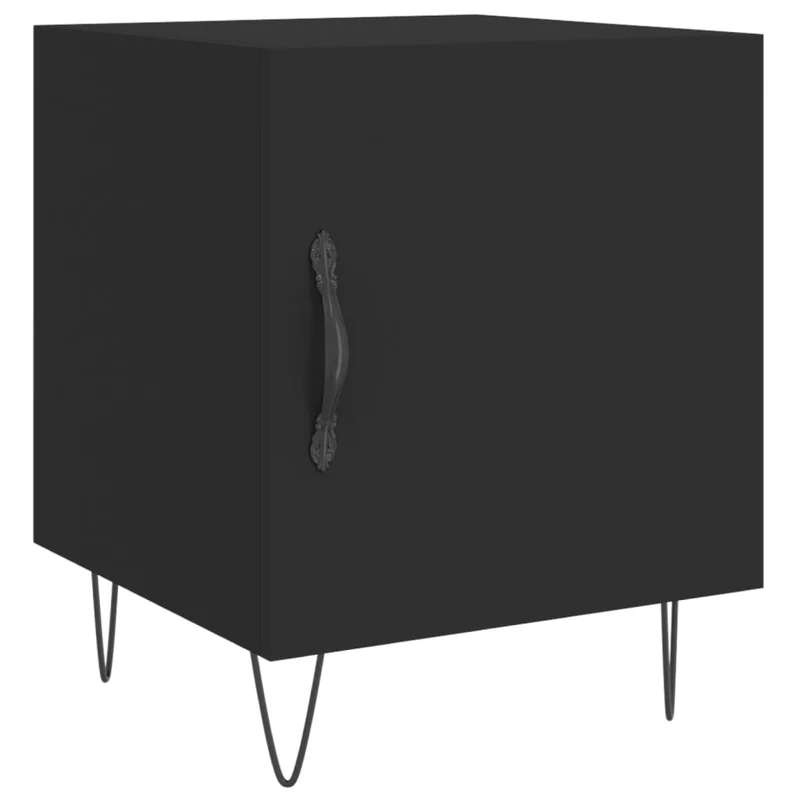 Table de chevet avec compartiment avec porte 40 x 40 x 50 cm bois d’ingénierie noir et fer DEC034462