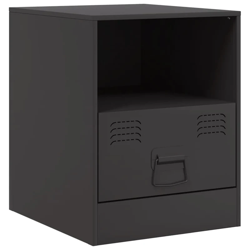 Table de chevet avec tiroir et compartiment ouvert 34,5 x 39 x 44 cm acier noir DEC034350