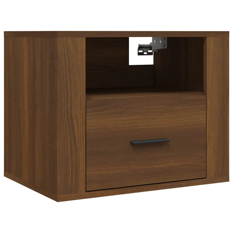 Table de chevet murale avec tiroir et compartiment ouvert 50 x 36 x 40 cm bois d'ingénierie marron DEC034277
