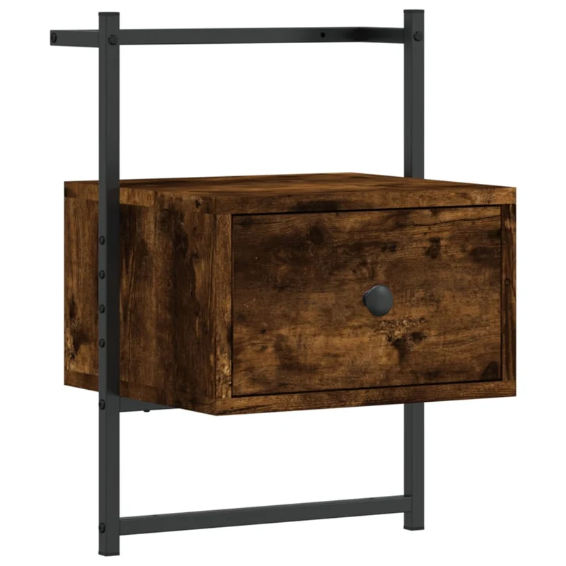 Table de chevet murale avec tiroir 35 x 30 x 51 cm cm bois d'ingénierie marron et métal DEC034253
