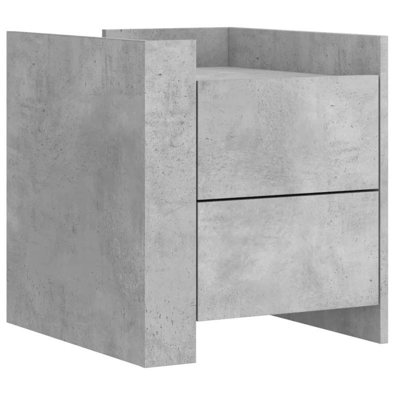 Table de chevet avec deux tiroirs 45 x 50 x 50 cm bois d'ingénierie gris DEC034044