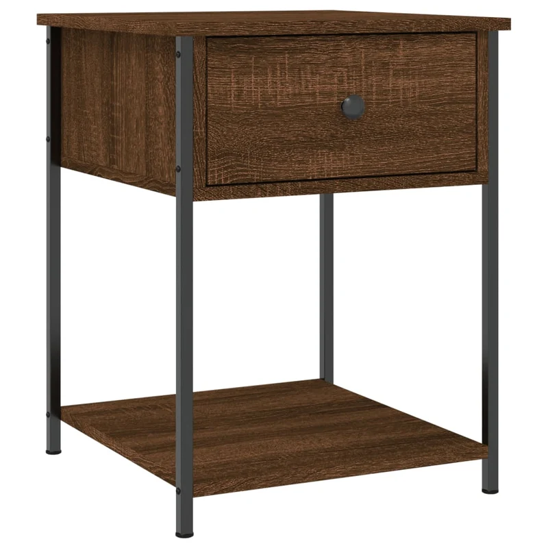Table de chevet avec tiroir et étagère 44 x 45 x 58 cm bois d'ingénierie marron et fer DEC033774