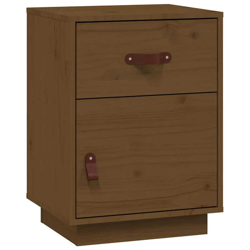 Table de chevet avec tiroir et compartiment avec porte 40 x 34 x 55 cm bois de pin marron DEC034134
