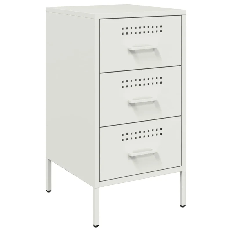 Table de chevet avec 3 tiroirs 36 x 39 x 68 cm acier blanc DEC033314