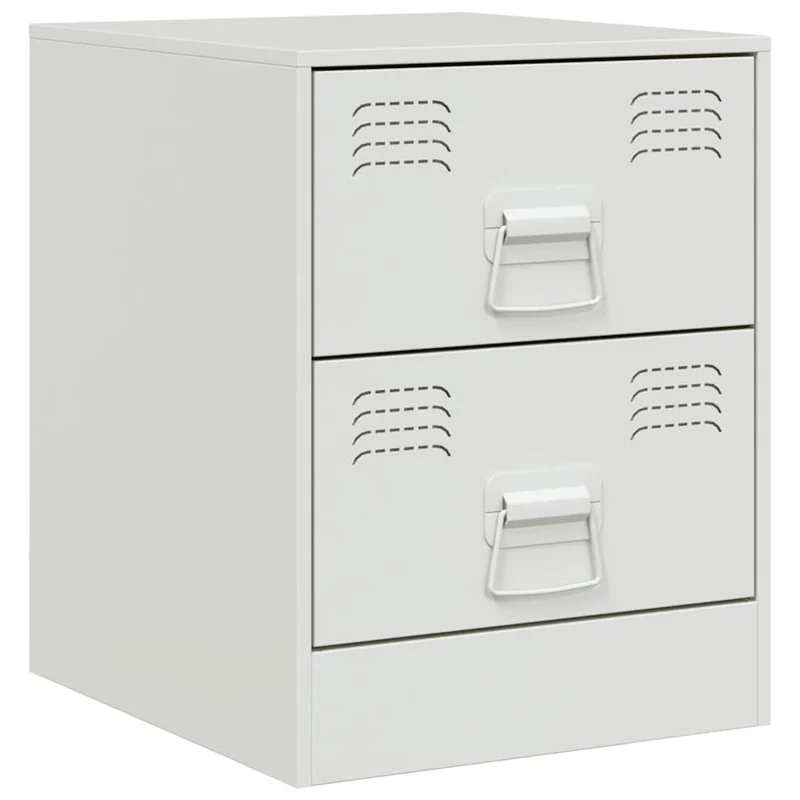 Table de chevet avec 2 tiroirs 34,5 x 39 x 44 cm acier blanc DEC033291