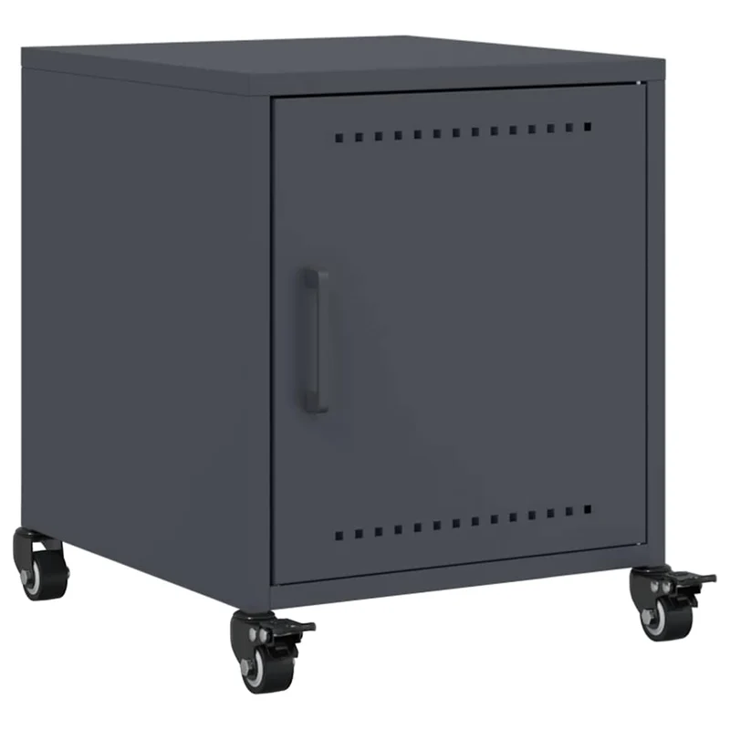 Table de chevet sur roulettes avec compartiment avec porte 36 x 39 x 43,5 cm acier anthracite DEC033094