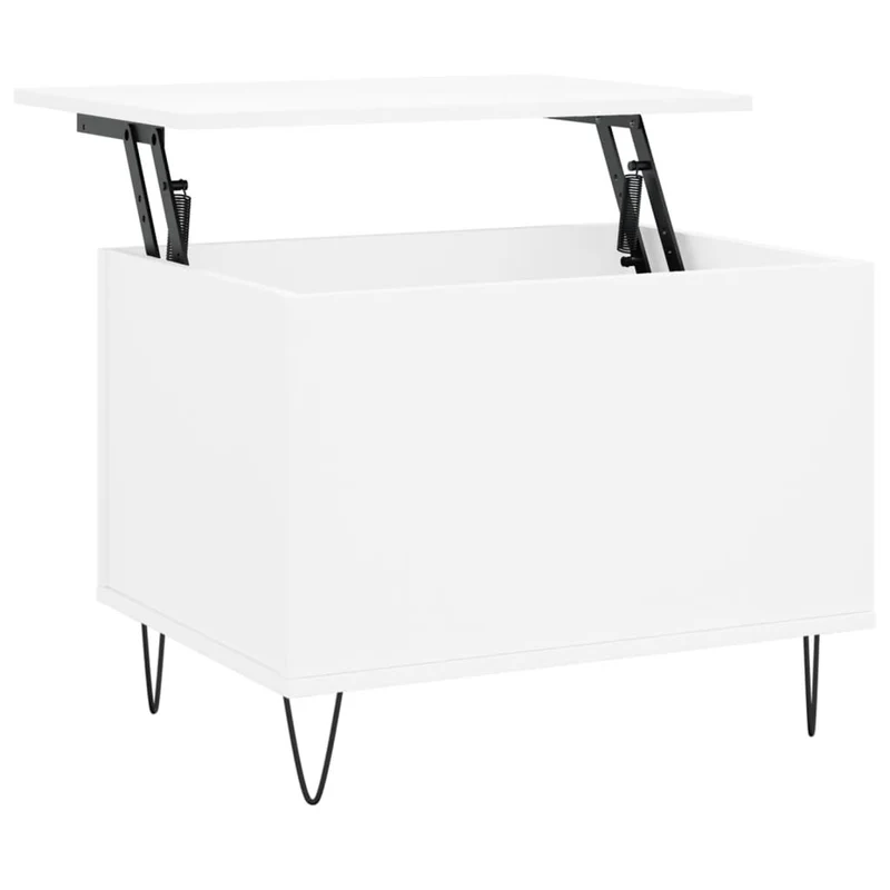 Table basse avec plateau relevable design moderne 60 x 44,5 x 45 cm bois d'ingénierie blanc et métal DEC037910