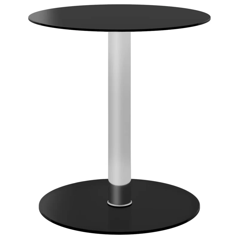 Table d'appoint design moderne diamètre 40 cm verre trempé noir et aluminium DEC039639