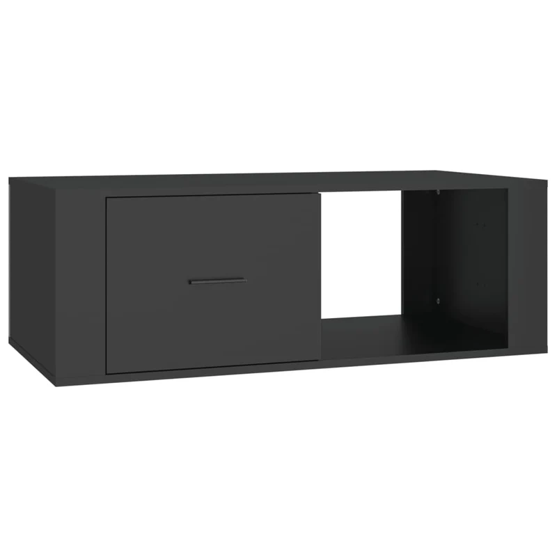 Table basse avec tiroir design moderne 100 x 50,5 x 35 cm bois d'ingénierie noir DEC039536