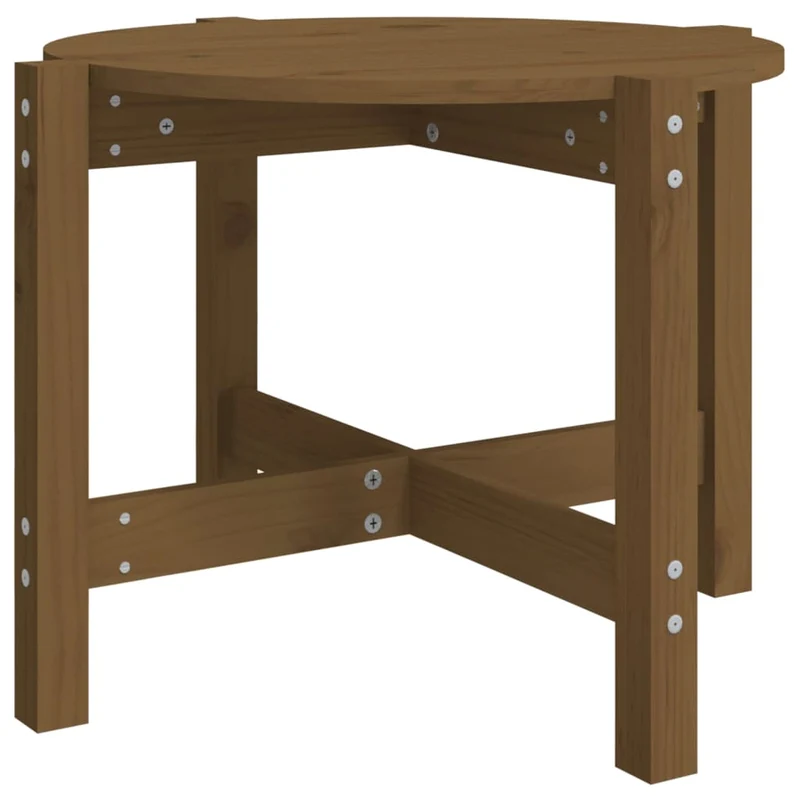 Table d'appoint design simple Ø 62,5 x 45 cm bois massif de pin couleur marron miel DEC039513