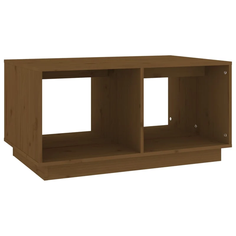 Table basse avec 2 compartiments design moderne 80 x 50 x 40 cm bois massif de pin couleur marron miel DEC039498