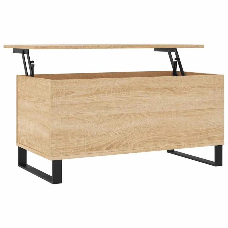 Table basse avec plateau relevable design moderne 90 x 44,5 x 45 cm bois d'ingénierie couleur chêne et métal DEC039026