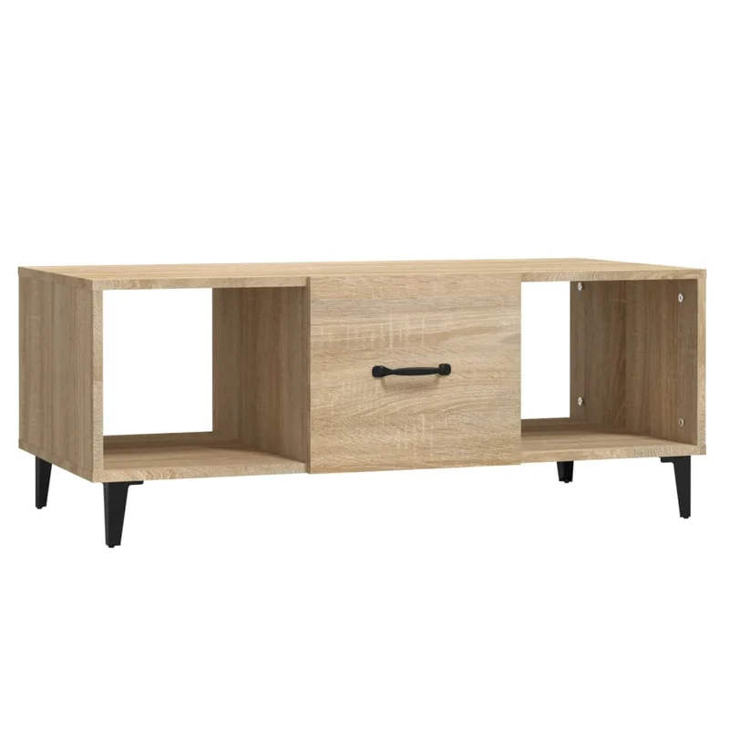 Table basse avec tiroir design moderne 102 x 50 x 40 cm bois d'ingénierie couleur chêne DEC038897