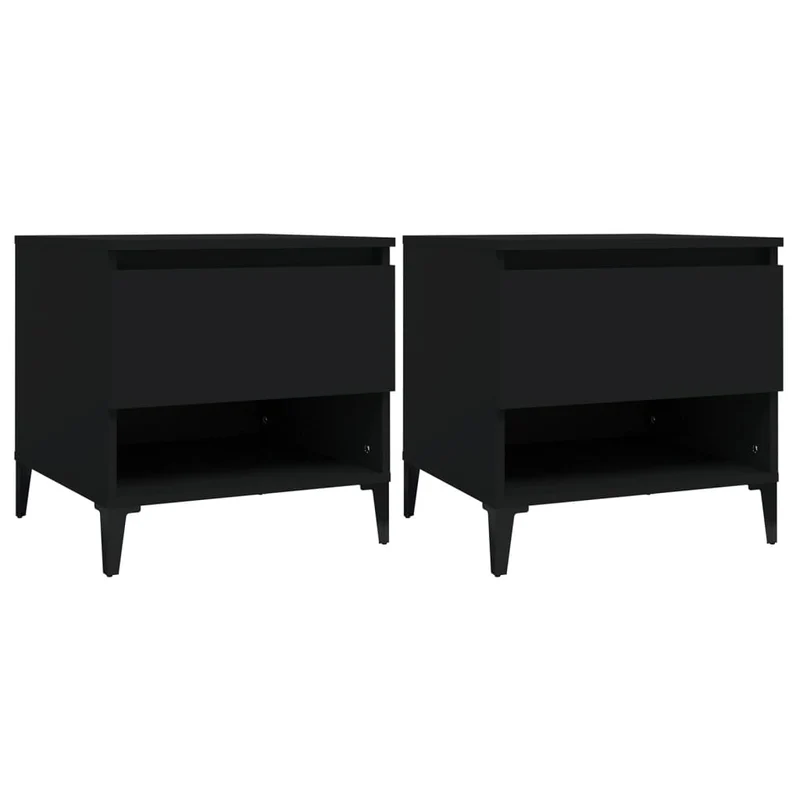 Lot de 2 tables d'appoint chevet avec tiroir 50 x 46 x 50 cm en bois d’ingénierie noir DEC032645