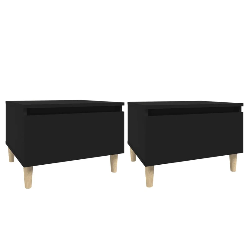 Lot de 2 tables d'appoint avec tiroir 50 x 46 x 35 cm en bois d'ingénierie noir DEC032644